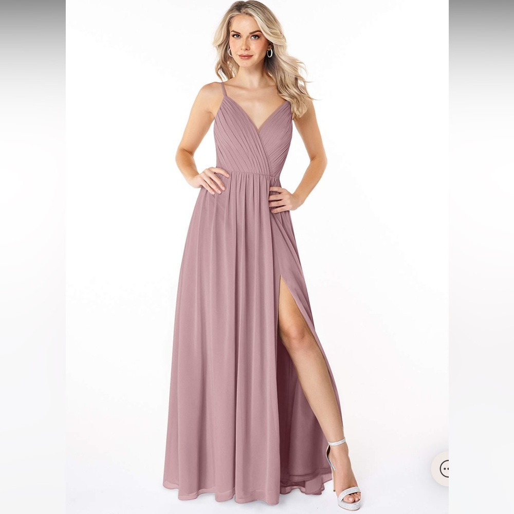 Bridesmaids Dress in Dusty Rose: Pleated Chiffon Dress